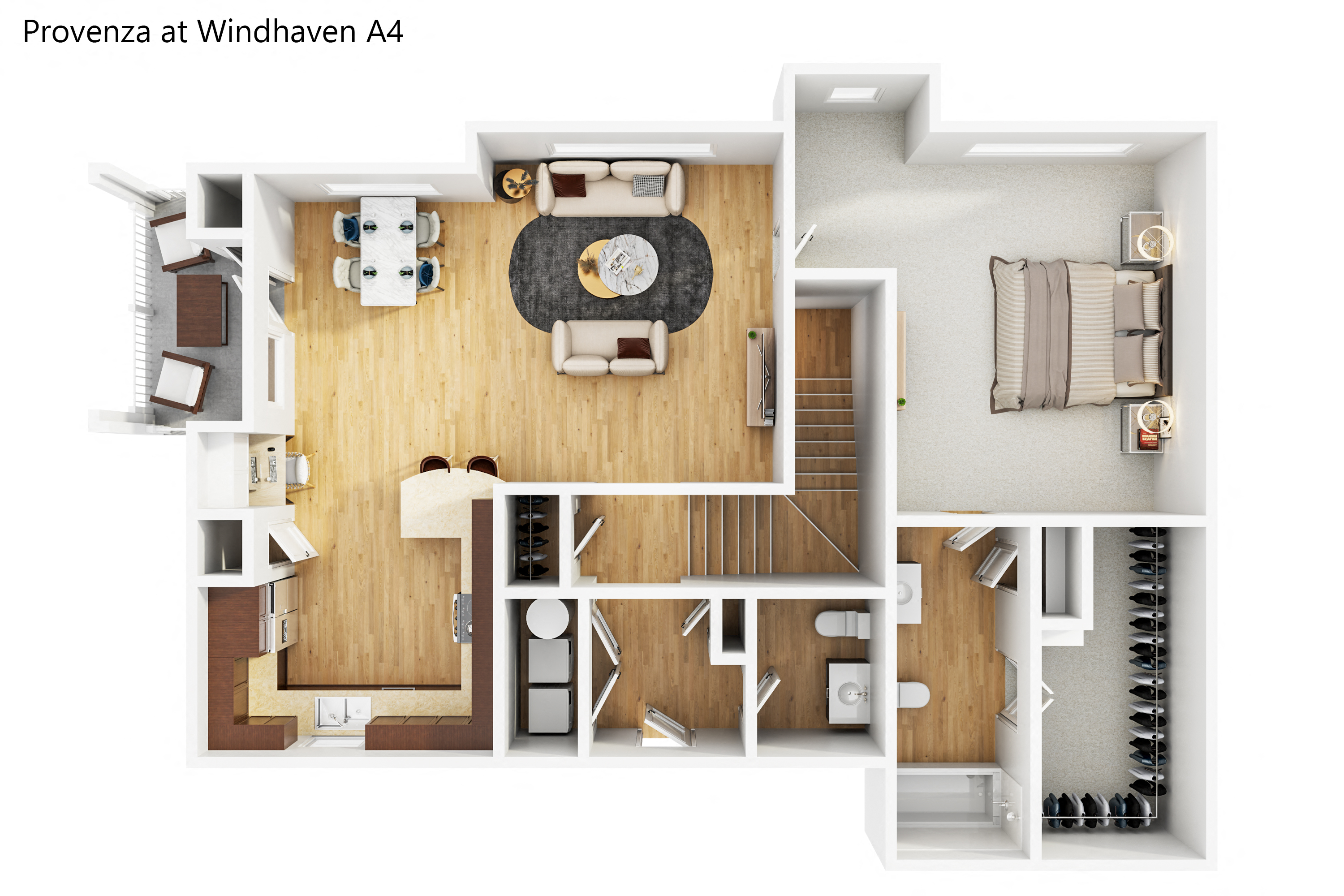 Floor plan for 1 bed, 1 bath, 986 sqft